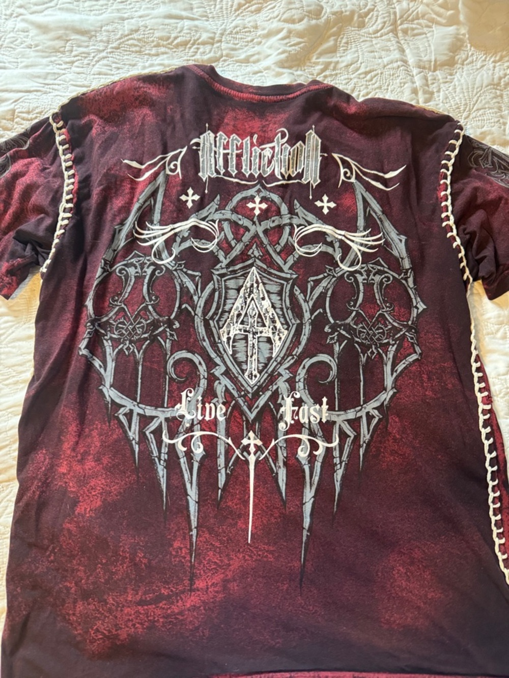 Affliction Men's Burgundy Red Graphic Short-Sleeve Tee - Picture 3 of 3